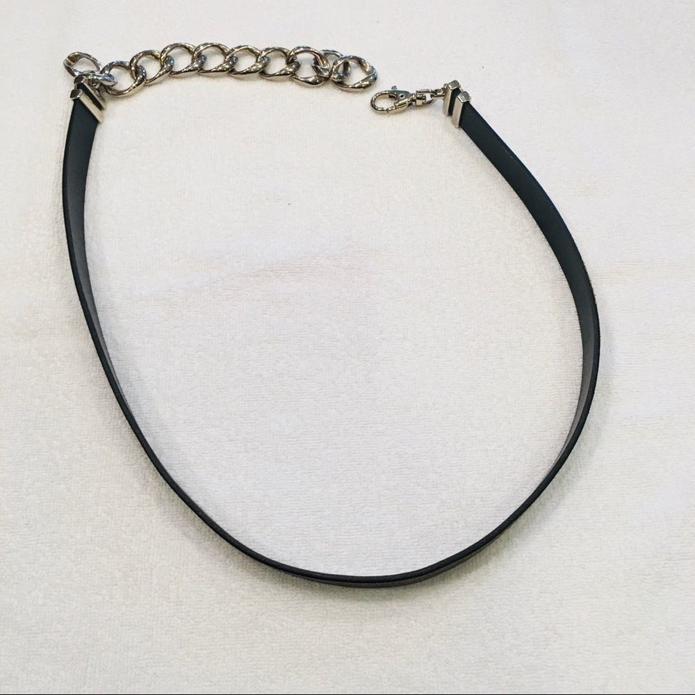 Albatros genuine leather black small belt silver links Made In Italy